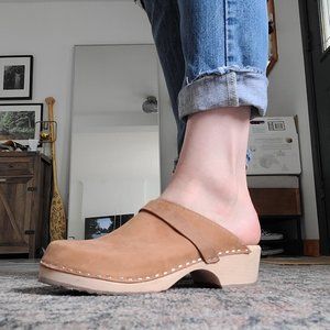 Low heel brown leather Lotta's clogs